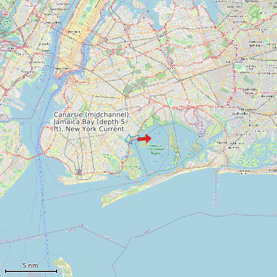 Map of Canarsie (midchannel), Jamaica Bay (depth 5 ft), New York Current Prediction Station