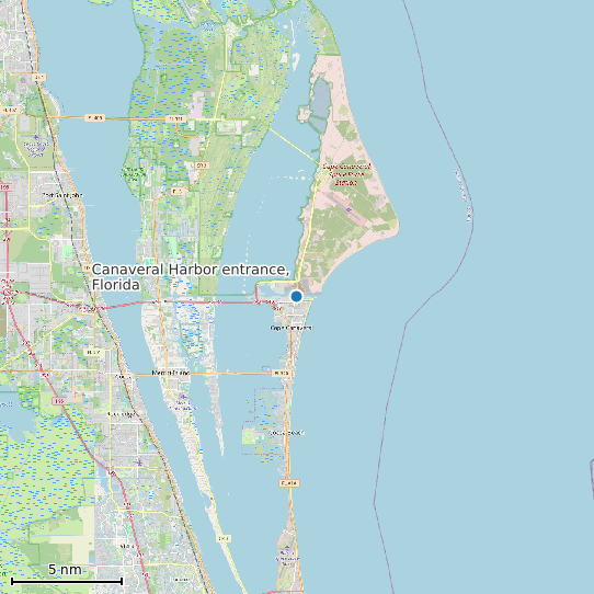 Map of Canaveral Harbor entrance, Florida Tide Prediction Station