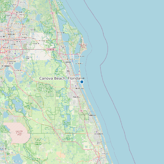 Map of Canova Beach, Florida Tide Prediction Station