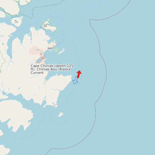 Map of Cape Chiniak (depth 125 ft), Chiniak Bay, Alaska Current Prediction Station