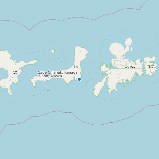 Map of Cape Chlanak, Kanaga Island, Alaska Tide Prediction Station