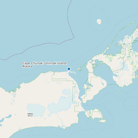 Map of Cape Chunak, Unimak Island, Alaska Tide Prediction Station