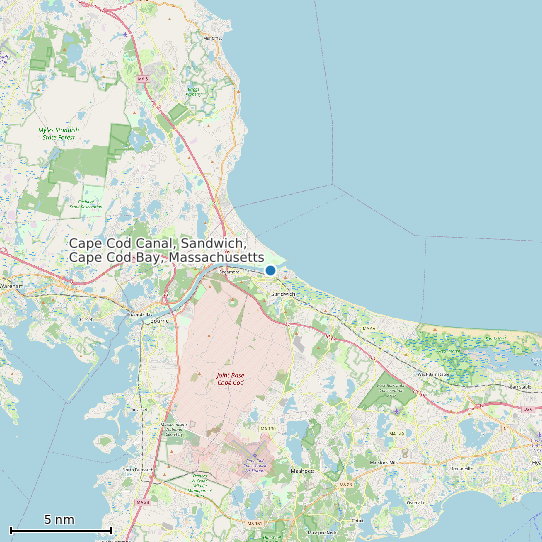 Map of Cape Cod Canal, Sandwich, Cape Cod Bay, Massachusetts Tide Prediction Station