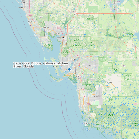 Cape Coral Bridge, Caloosahatchee River, Florida map