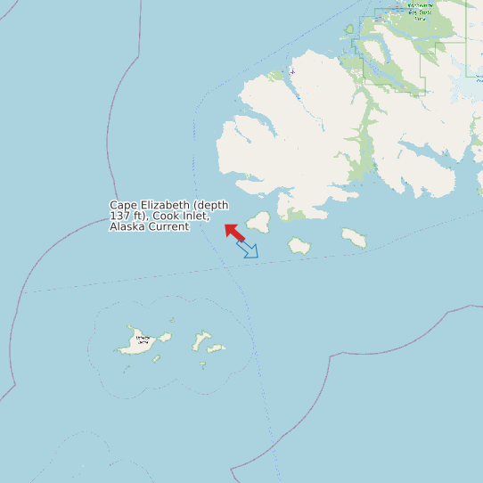 Cape Elizabeth (depth 137 ft), Cook Inlet, Alaska Current map
