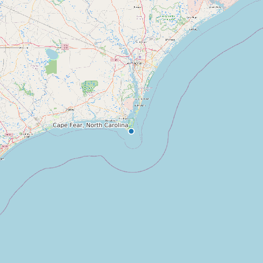 Map of Cape Fear, North Carolina Tide Prediction Station