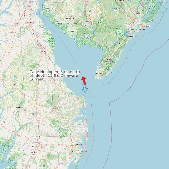 Cape Henlopen, 5 mi north of (depth 15 ft), Delaware Current map