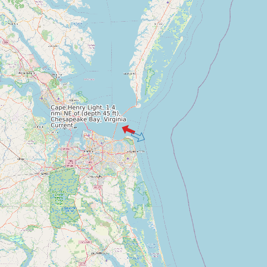 Cape Henry Light, 1.4 nmi NE of (depth 45 ft), Chesapeake Bay, Virginia Current map