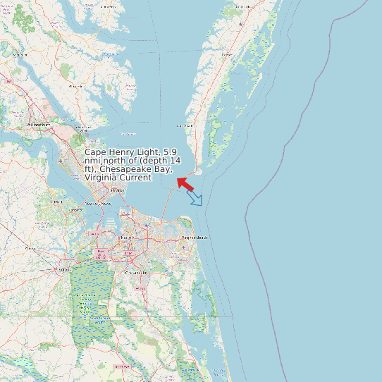 Cape Henry Light, 5.9 nmi north of (depth 14 ft), Chesapeake Bay, Virginia Current map
