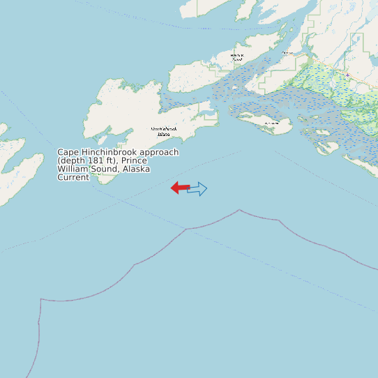 Cape Hinchinbrook approach (depth 181 ft), Prince William Sound, Alaska Current map