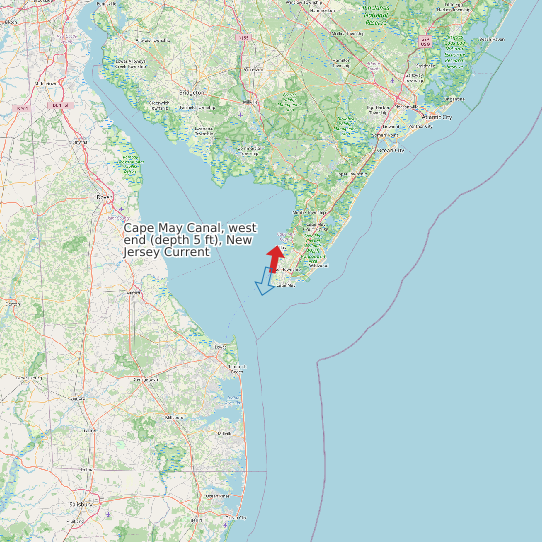 Map of Cape May Canal, west end (depth 5 ft), New Jersey Current Prediction Station