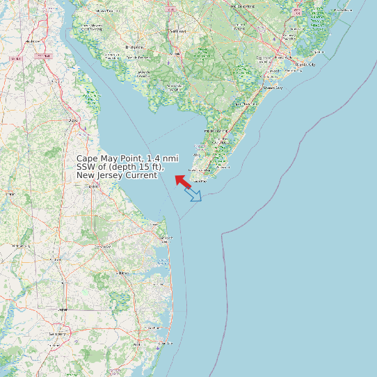 Cape May Point, 1.4 nmi SSW of (depth 15 ft), New Jersey Current map