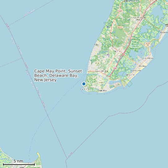 Map of Cape May Point, Sunset Beach, Delaware Bay, New Jersey Tide Prediction Station