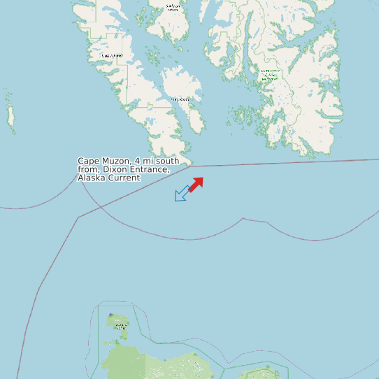 Map of Cape Muzon, 4 mi south from, Dixon Entrance, Alaska Current Prediction Station