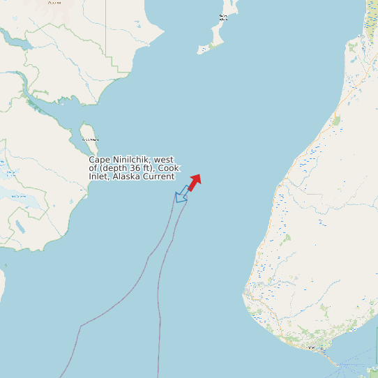 Cape Ninilchik, west of (depth 36 ft), Cook Inlet, Alaska Current map