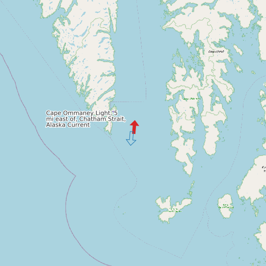 Cape Ommaney Light, 5 mi east of, Chatham Strait, Alaska Current map