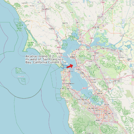 Map of Alcatraz Island, 0.2 mi west of, San Francisco Bay, California Current Prediction Station