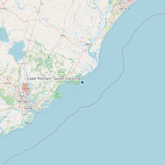 Map of Cape Romain, South Carolina Tide Prediction Station