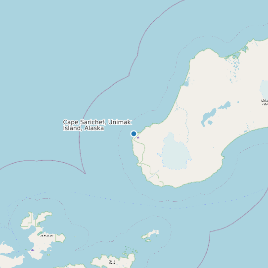 Map of Cape Sarichef, Unimak Island, Alaska Tide Prediction Station
