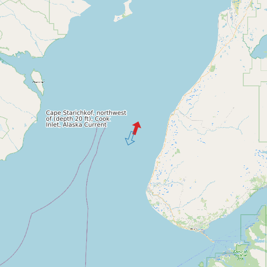 Cape Starichkof, northwest of (depth 20 ft), Cook Inlet, Alaska Current map