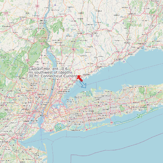 Captain Hbr. ent., 0.6 mi southwest of (depth 30 ft), Connecticut Current map