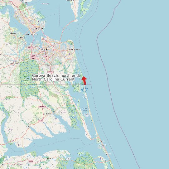 Map of Carova Beach, north end, North Carolina Current Prediction Station