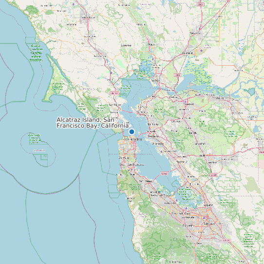 Map of Alcatraz Island, San Francisco Bay, California Tide Prediction Station
