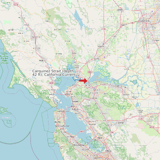 Map of Carquinez Strait (depth 42 ft), California Current Prediction Station
