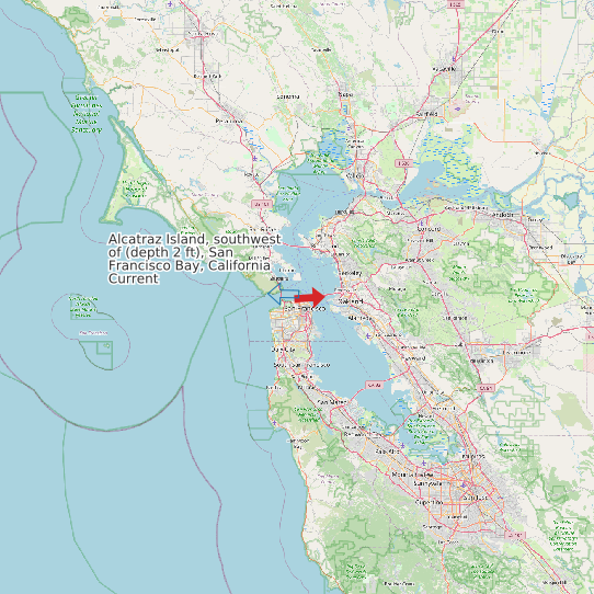 Alcatraz Island, southwest of (depth 2 ft), San Francisco Bay, California Current map