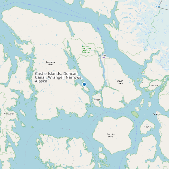 Map of Castle Islands, Duncan Canal, Wrangell Narrows, Alaska Tide Prediction Station