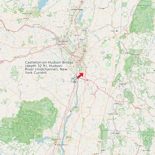 Map of Castleton-on-Hudson Bridge (depth 32 ft), Hudson River (midchannel), New York Current Prediction Station