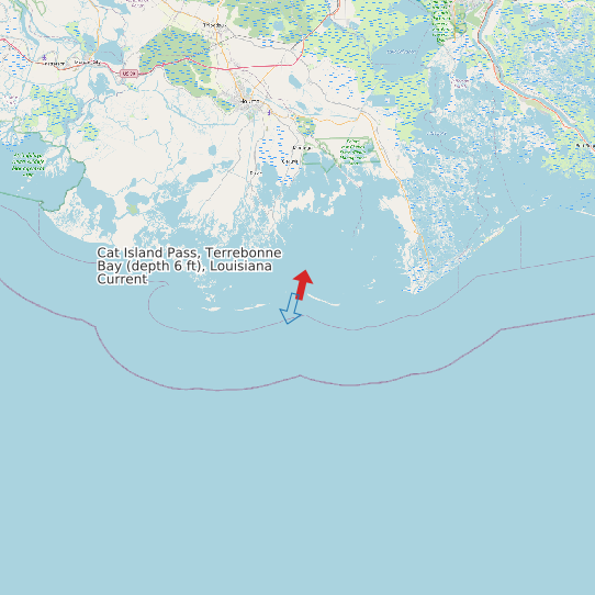 Cat Island Pass, Terrebonne Bay (depth 6 ft), Louisiana Current map