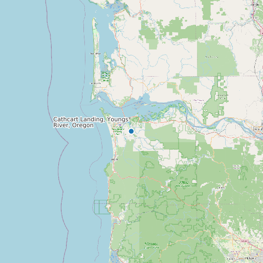 Map of Cathcart Landing, Youngs River, Oregon Tide Prediction Station