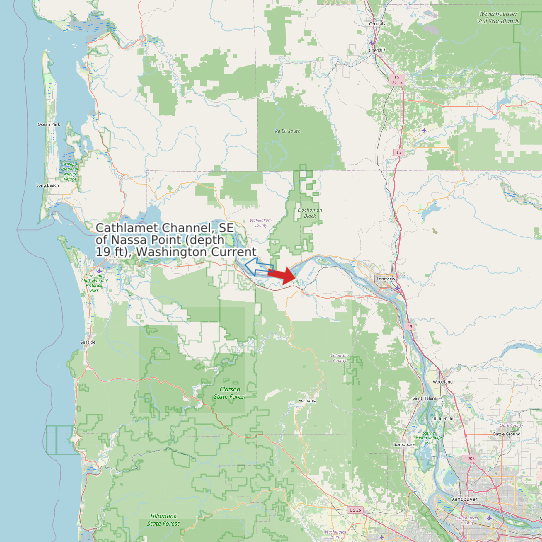 Map of Cathlamet Channel, SE of Nassa Point (depth 19 ft), Washington Current Prediction Station