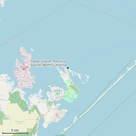 Map of Cedar Island, Pamlico Sound, North Carolina Tide Prediction Station
