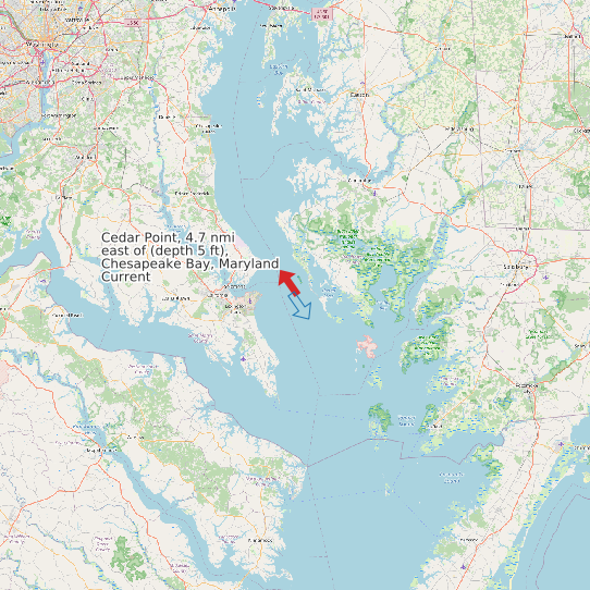 Cedar Point, 4.7 nmi east of (depth 5 ft), Chesapeake Bay, Maryland Current map