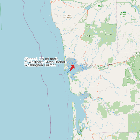 Map of Channel, 1.5 mi north of Westport, Grays Harbor, Washington Current Prediction Station