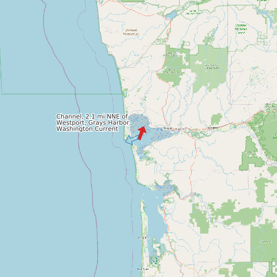 Map of Channel, 2.1 mi NNE of Westport, Grays Harbor, Washington Current Prediction Station