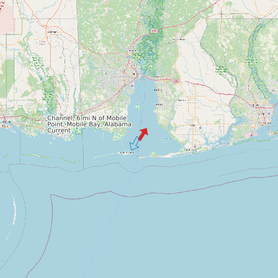 Map of Channel, 6 mi N of Mobile Point, Mobile Bay, Alabama Current Prediction Station