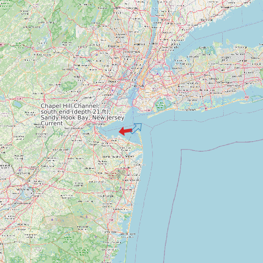 Chapel Hill Channel, south end (depth 21 ft), Sandy Hook Bay, New Jersey Current map