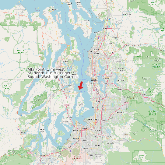 Map of Alki Point, 1 mi west of (depth 116 ft), Puget Sound, Washington Current Prediction Station
