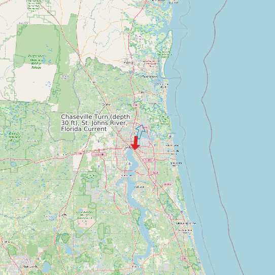 Map of Chaseville Turn (depth 30 ft), St. Johns River, Florida Current Prediction Station