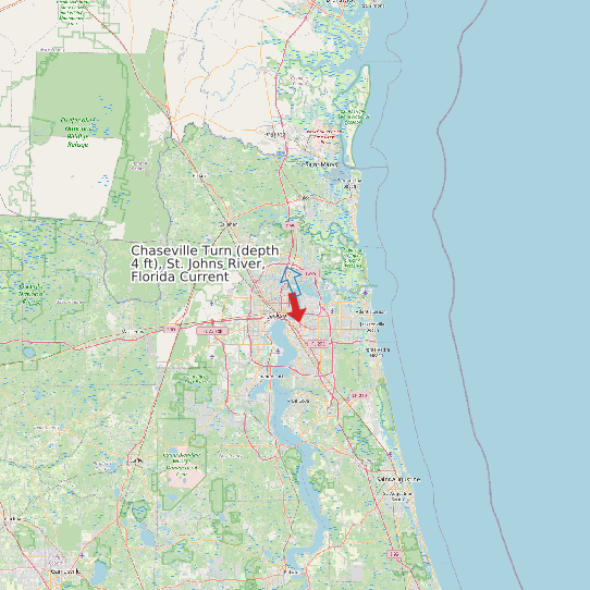 Map of Chaseville Turn (depth 4 ft), St. Johns River, Florida Current Prediction Station