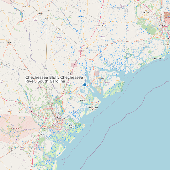 Map of Chechessee Bluff, Chechessee River, South Carolina Tide Prediction Station