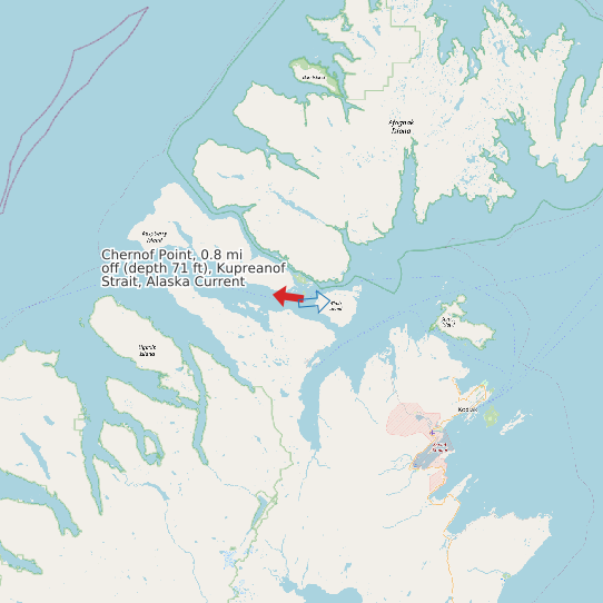 Chernof Point, 0.8 mi off (depth 71 ft), Kupreanof Strait, Alaska Current map