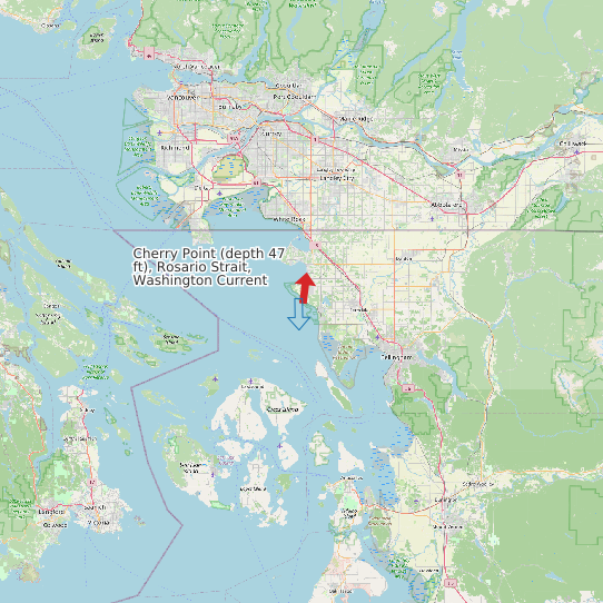 Map of Cherry Point (depth 47 ft), Rosario Strait, Washington Current Prediction Station