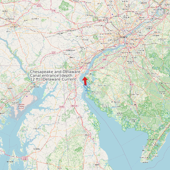 Chesapeake and Delaware Canal entrance (depth 12 ft), Delaware Current map