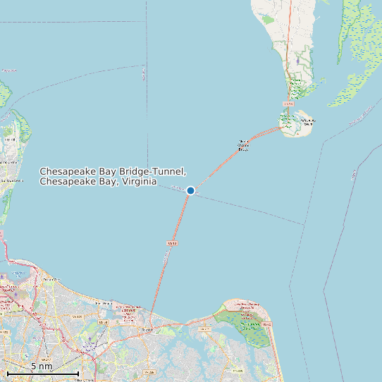 Map of Chesapeake Bay Bridge-Tunnel, Chesapeake Bay, Virginia Tide Prediction Station