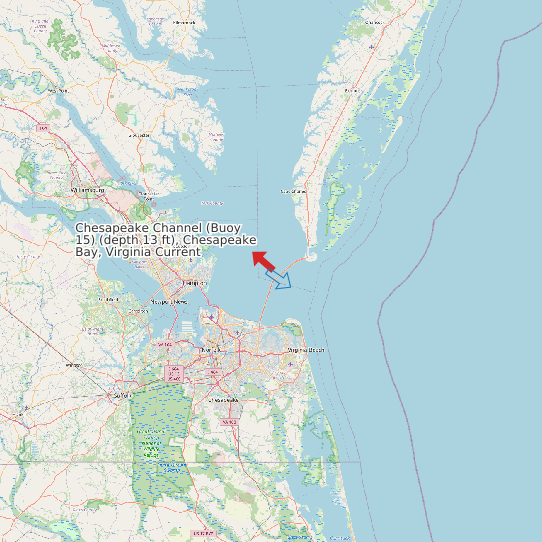 Map of Chesapeake Channel (Buoy 15) (depth 13 ft), Chesapeake Bay, Virginia Current Prediction Station