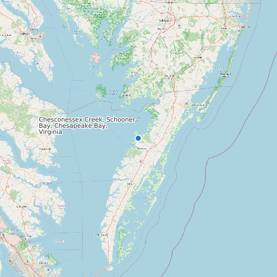 Map of Chesconessex Creek, Schooner Bay, Chesapeake Bay, Virginia Tide Prediction Station